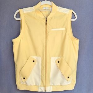 Liz Claiborne LizGolf Retro Two Tone Yellow Windbreaker Vest Lined Small